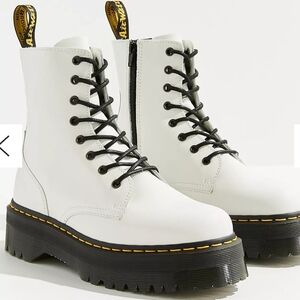 Dr. Martens Women's White Lace-Up Combat Boots JADEN Size 6